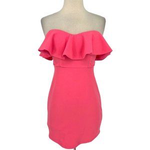 One and Only Ruffle Off Shoulder Bodycon Mini Dress Pink Size Small NWT